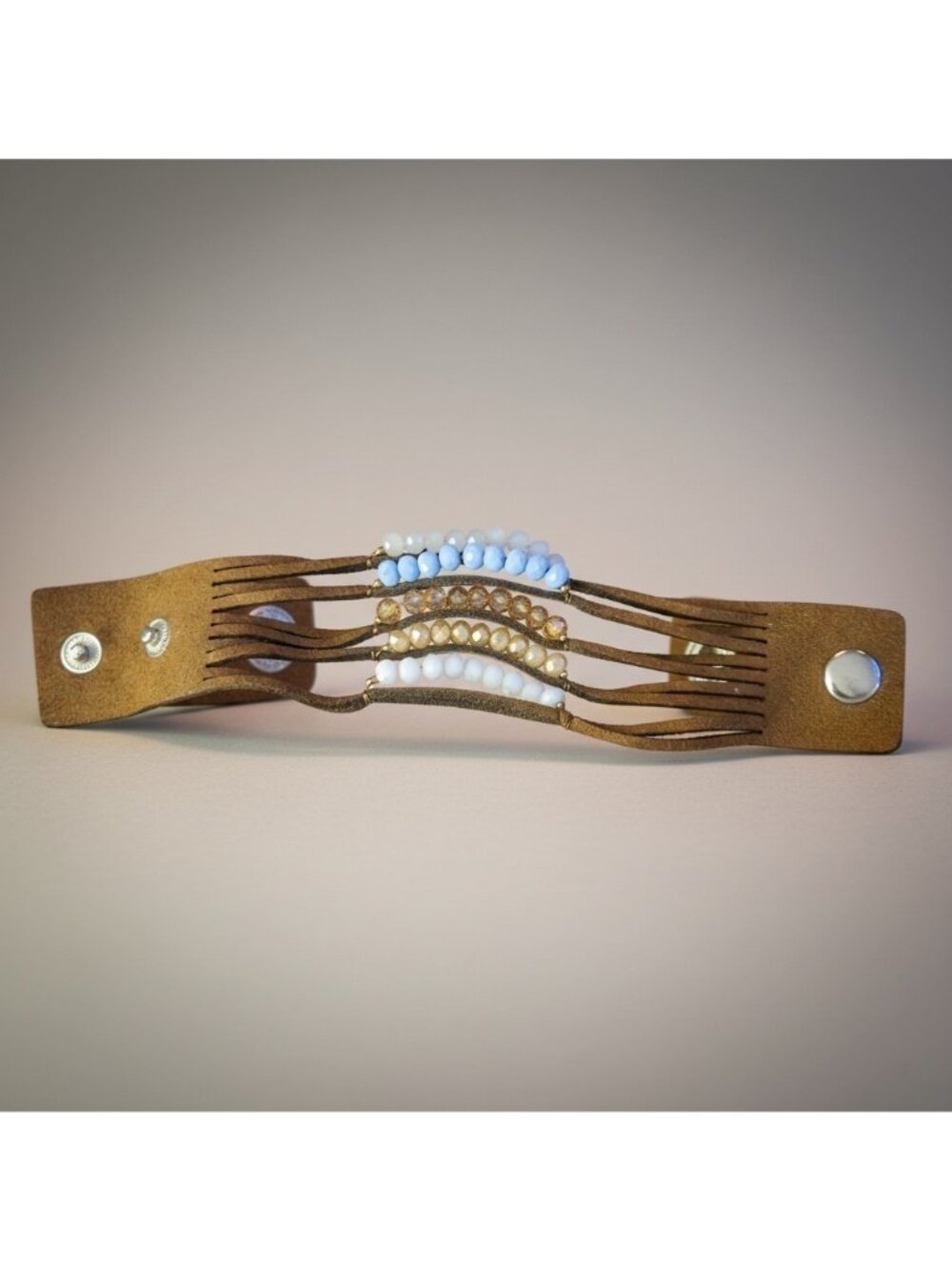 YIK FUNG Leather Adjustable Wrap Bracelet Beaded Biker Gothic Brotherhood